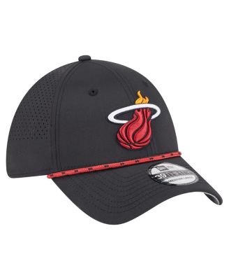 Men's Black Miami Heat Featherweight Poly Rope Flex 39Thirty Hat