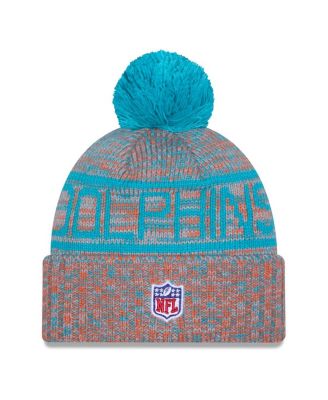 Men's Orange Miami Dolphins 2025 Sideline Cold Weather Cuffed Pom with Knit Hat
