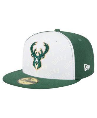 New Era - Men's White/Hunter Green Milwaukee Bucks Repeat 59Fifty Fitted Hat