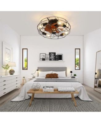 20 Inch 3 Blade Caged Ceiling Fan with Light, Remote Control, 6 Speed Adjustable and Timer Function