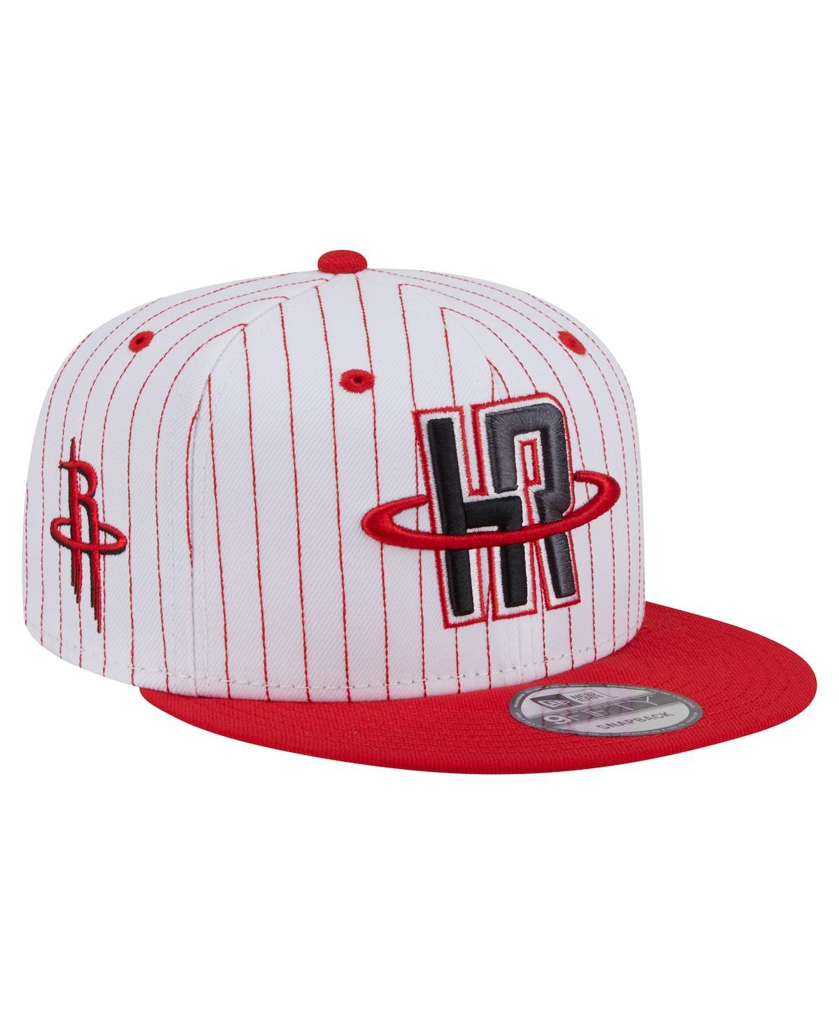 New Era Men's White Houston Rockets Deceptor Pinstripe 9FIFTY Snapback Hat