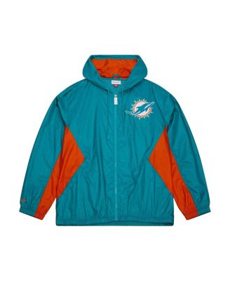 Mitchell & Ness - Men's Aqua Miami Dolphins Playmaker Full-Zip Windbreaker Jacket