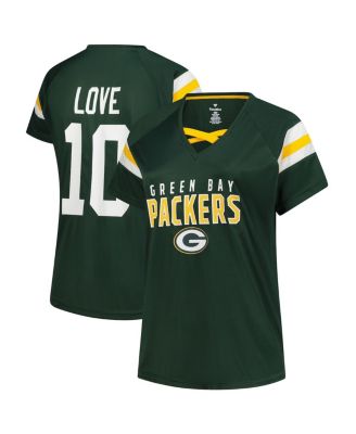 Fanatics - Women's Jordan Love Green Bay Packers Plus Size Name Number Raglan Lace V-Neck T-Shirt