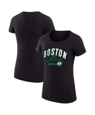 G-III 4Her by Carl Banks - Women's Black Boston Celtics Super-Slim Fit Lightweight Filigree Logo T-Shirt