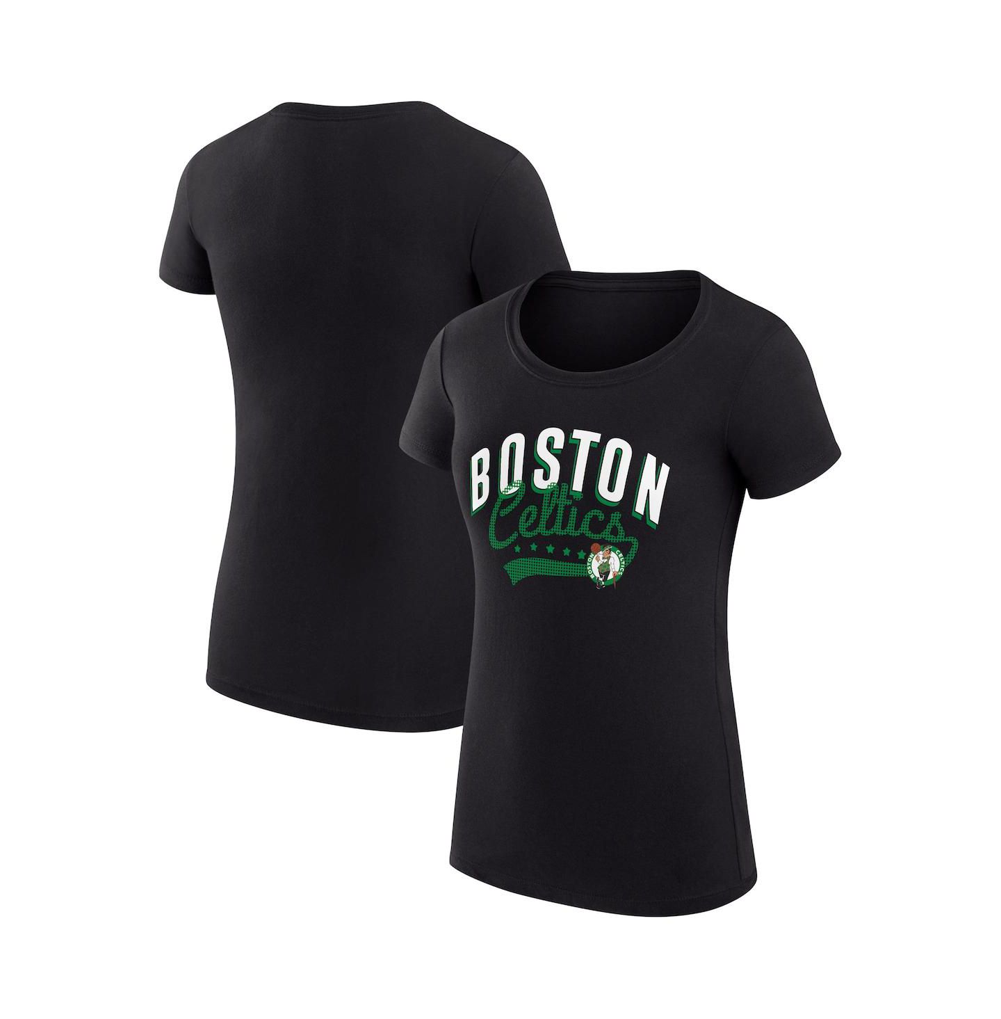 Женская футболка G-III 4Her by Carl Banks Black Boston Celtics Super-Slim Fit Lightweight Filigree Logo — фото 1