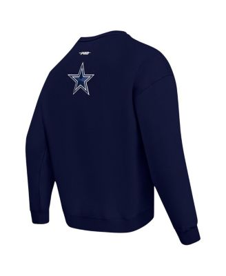 Men's Navy Dallas Cowboys Turn It Up Drop Shoulder Pullover Sweatshirt