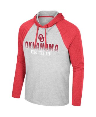 Men's Heather Grey Oklahoma Sooners Hasta La Vista Raglan Hoodie Long Sleeve T-Shirt