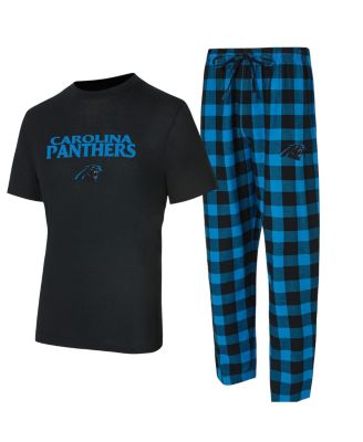 Concepts Sport - Men's Black/Blue Carolina Panthers Avondale T-Shirt and Flannel Pants Set