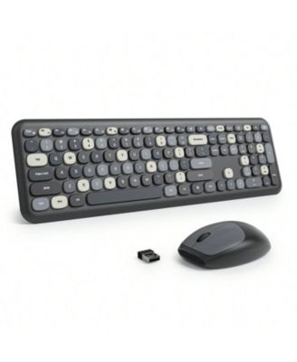 Quiet Wireless Keyboard And Mouse - Full-Size Colorful Keyboard And Mouse Combo, Slim Design, Low-Noise Typing For Windows PC Laptop