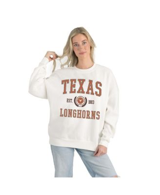 Women's White Texas Longhorns Premium Fleece Drop Shoulder Oversized Pullover Sweatshirt