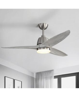 56-inch Modern Golden 3 Solid Wood Blade Tri Color Dimming Ceiling Fan