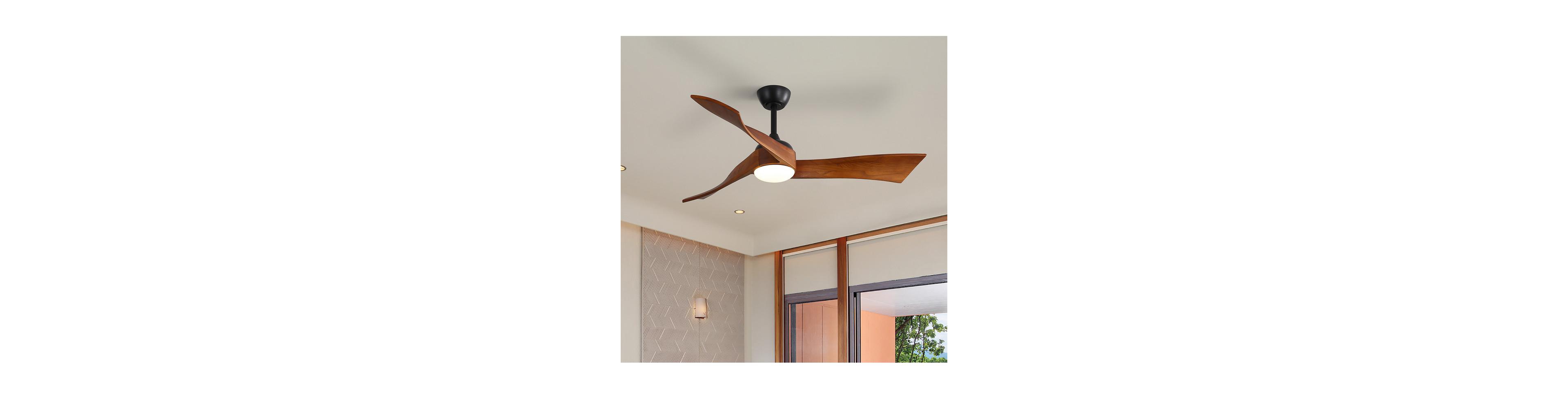 52-inch Black Modern 3 Blades Ceiling Fan Light with Remote Control Support Six Speed Ajustable
