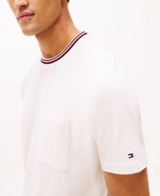 Men's Neck Stripe Detail Pique Pocket T-Shirt