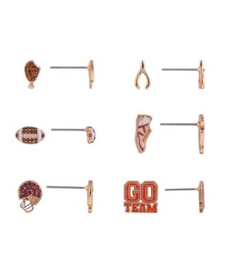 Football Themed 6pk Stud Earring Set