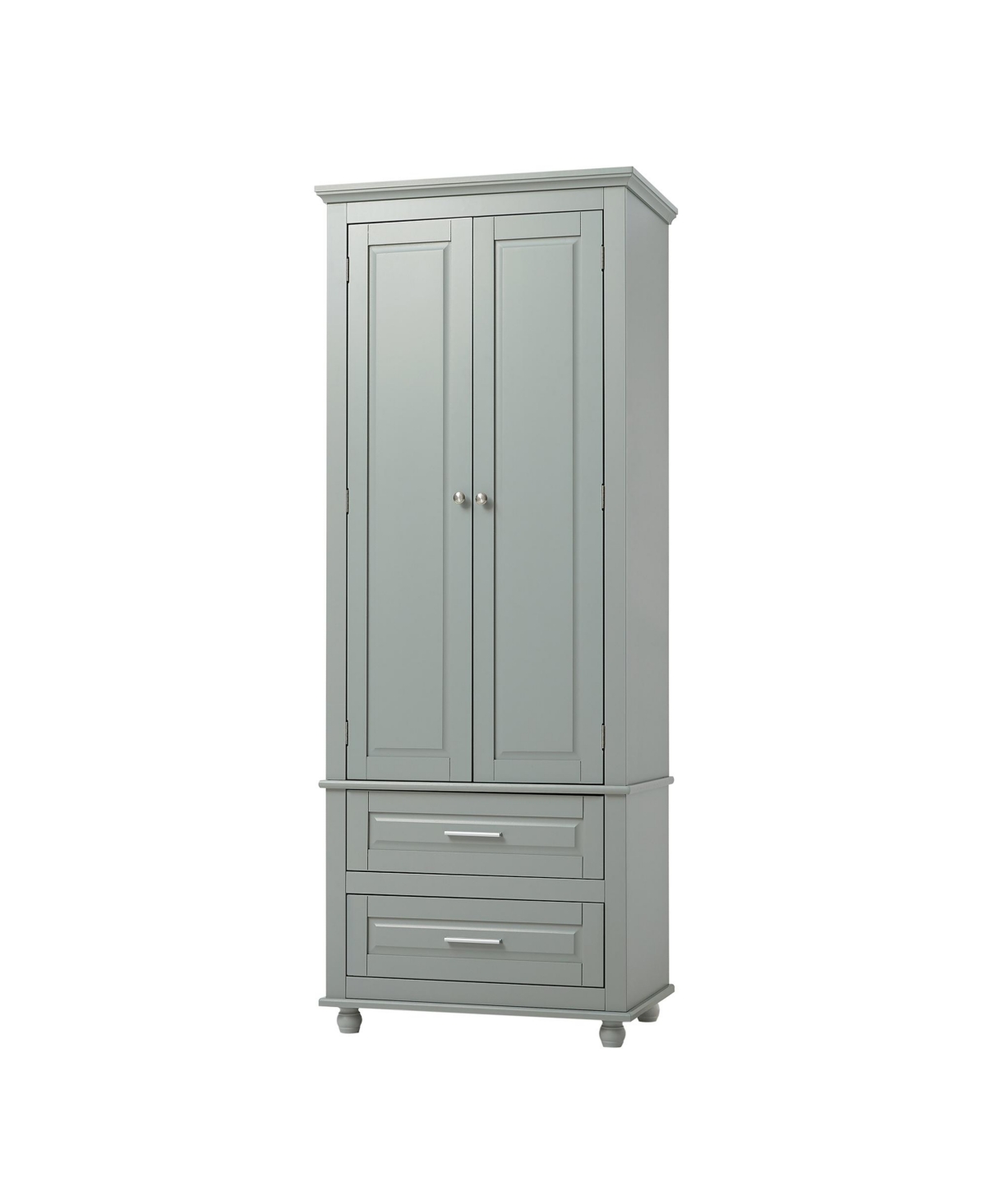 Airsurfer Tall Storage Cabinet with Two Drawers Grey Freestanding Organizer for Bathroom Office Living Room or Bedroom