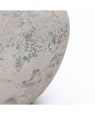 10.7" Mottled Gray Cement Globe Vase, Round Decorative Accent for Home Decor