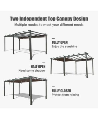 11 X 20 FT Outdoor Living Outdoor Retractable Pergola with Weather-Resistant Canopy Aluminum Garden Pergola Patio Grill Gazebo,Dark Gray