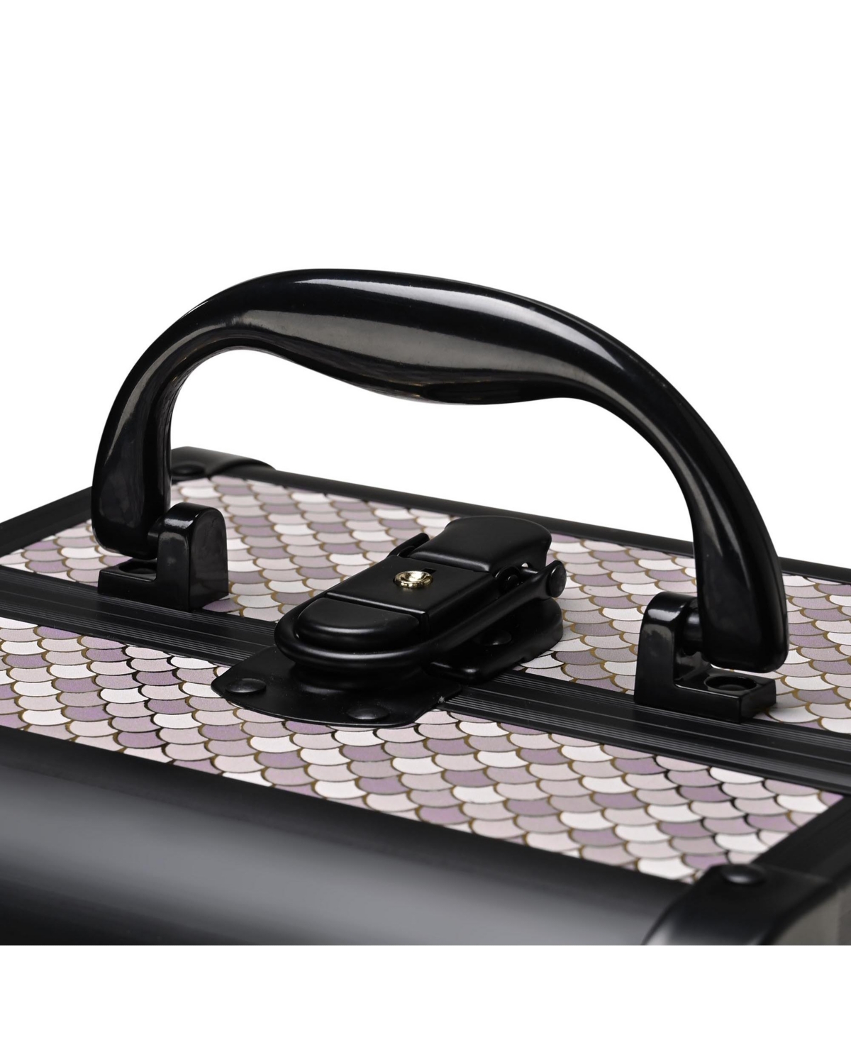 Byootique Makeup Train Case with Mirror Cosmetic Organizer Art Deco Graphite