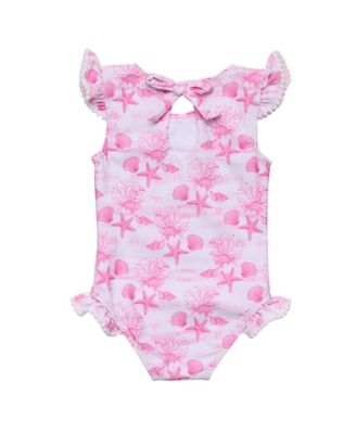 Baby Girls Pink Lagoon Frill Swimsuit