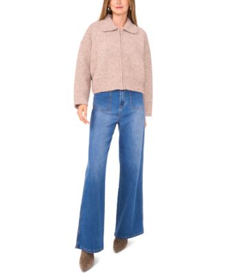 Women's Collar Zip-Up Cardigan Sweater