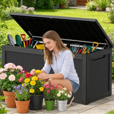 260 gal Patio Waterproof Resin Deck Box Lockable Outdoor Storage Garden Tools