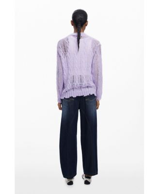 Women's Cable-knit sweater with distressed details