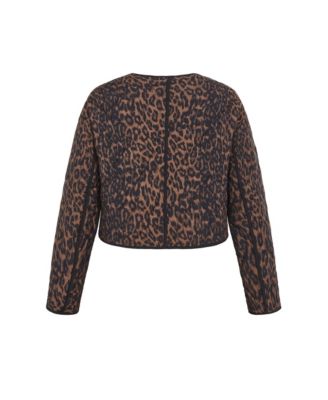 Plus Size Quilted Animal Print Jacket