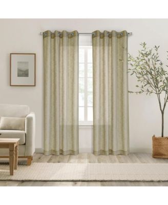Boucle Raised Slub Texture Exclusive Sheer Grommet Curtain Panel 52" x 84" Tan