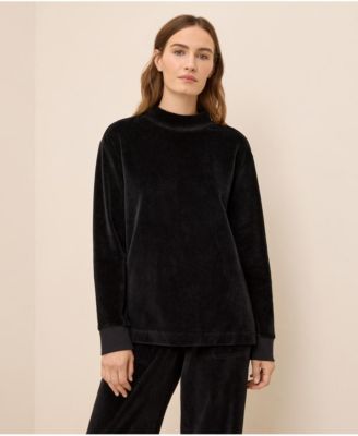 Women's Organic Cotton Velour Mock Neck Pullover