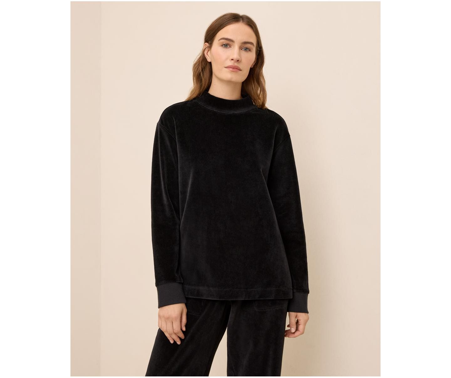 Женский свитер Pact Organic Cotton Velour Mock Neck Pullover, цвет: Чёрный — фото 1