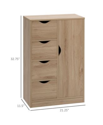 Freestanding Storage Cabinet Bathroom Floor Cabinet with 4 Drawers and Door Modern Bathroom Storage Organizer