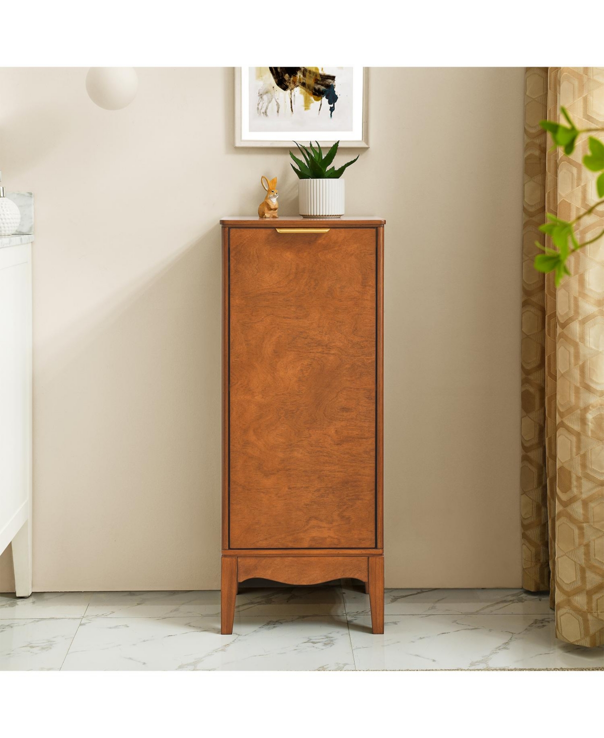 Airsurfer Modern Bathroom Floor Cabinet and Linen Cabinet with Adjustable Shelves Freestanding Storage Cabinet in Antique Brass