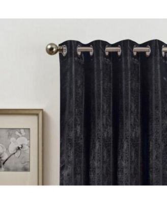 Roxy Two Tone Jacquard Grommet Single Panel - 54x90", Black