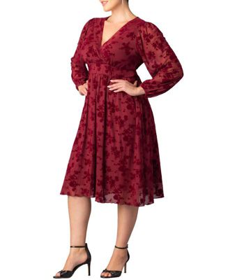 Plus Size Melanie Long Sleeve Mesh Midi Cocktail Dress