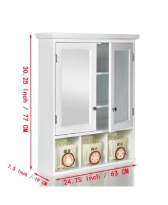 Wall-Mounted Bathroom Storage Cabinet with Mirror and Adjustable Shelves, 2-Door Medicine Organizer