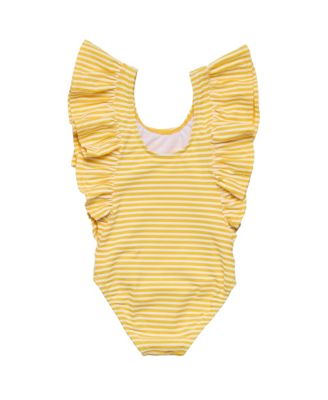Little Girls Sunshine Stripe Wide Frill Swimsuit