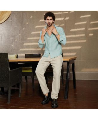 Men's Sage Green Breezy Wrinked Relaxed Shirt