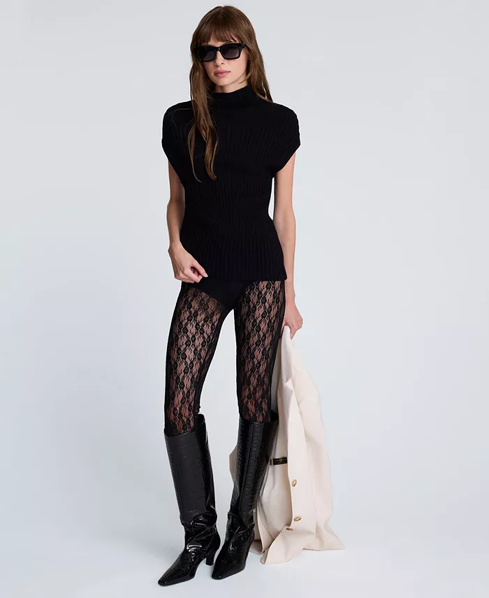 Women's Asymmetric Rib Mock Neck Sweater - thumbnail 8