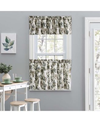 Madison Floral Design Printed Natural Ground 1.5" Rod Pocket Tailored Valance 58" x 15" Blue