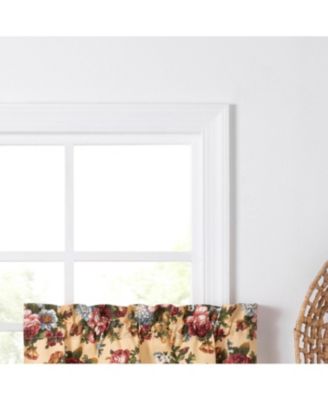 Ellis Bella Rose Stylish Medium Scale Printed Floral Pattern 1.5" Rod Pocket Tier 56"x24" Butter