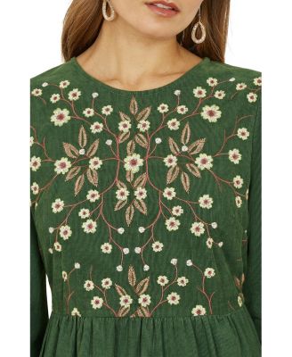 Women's Long Sleeve Embroidered Midi Dress