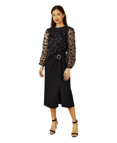 Женский топ Yumi Long Sleeve Sheer Floral, цвет: Чёрный