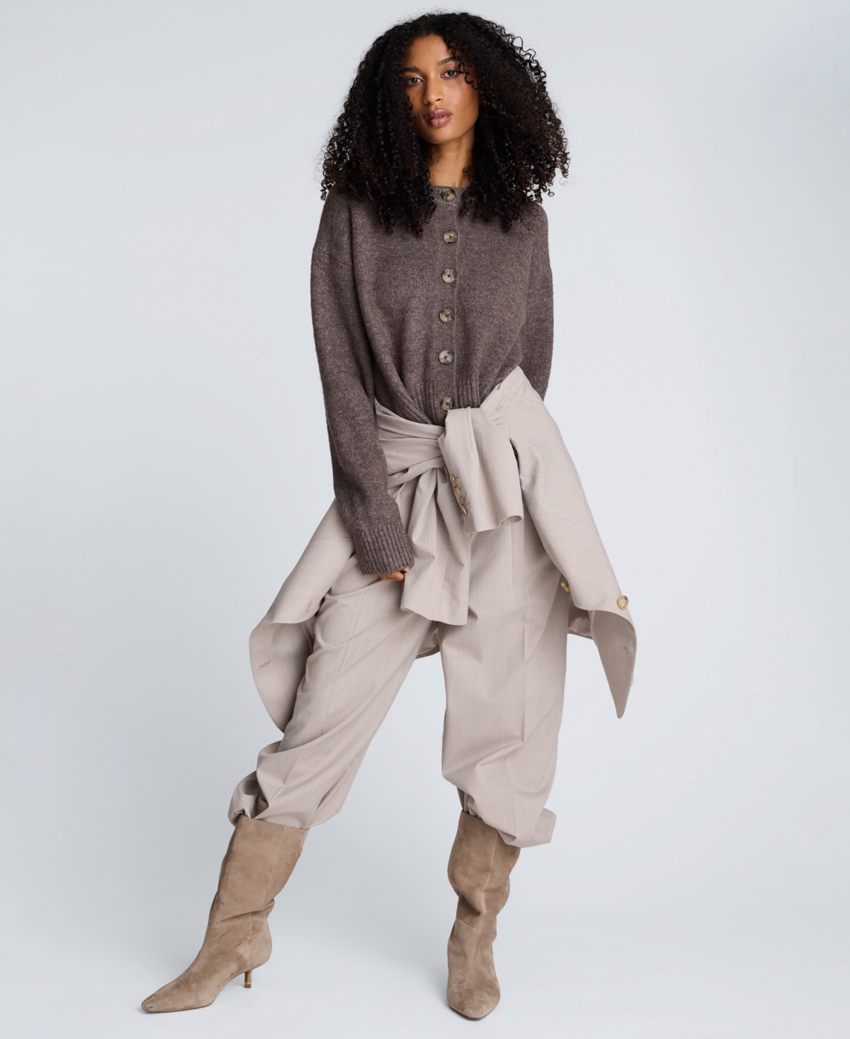 Kenneth Cole Women's Crewneck Button Up Cardigan