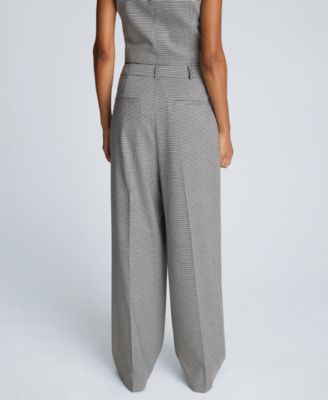 Women's Houndstooth Boyfriend Wide Leg Pants