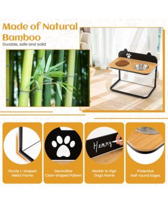 Elevated Dog Bowls 3 Adjustable Heights with 2 Stainless Steel Food Water Bowls