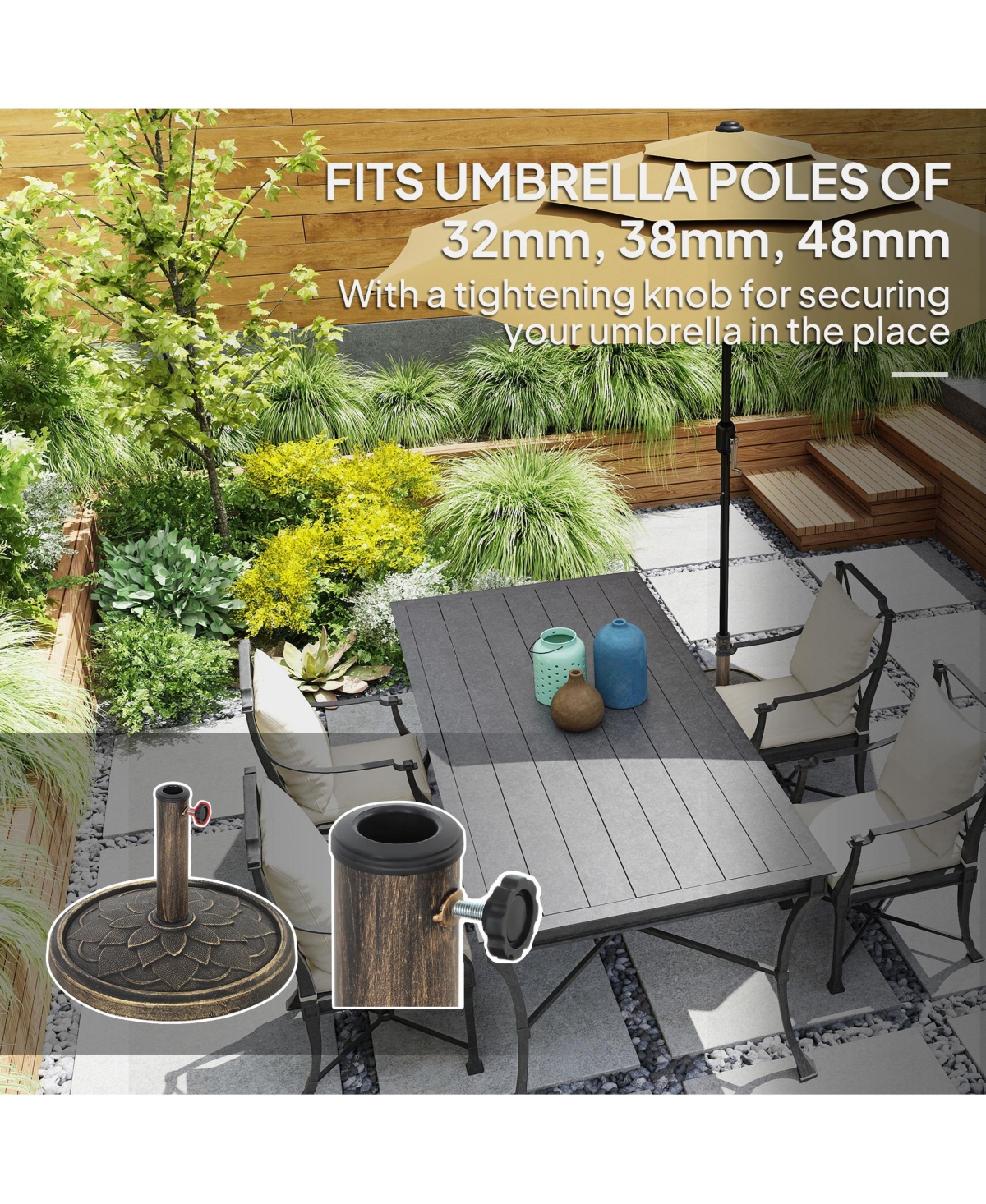 Outsunny Round Patio Umbrella Base, 26 lbs Resin Umbrella Sd,