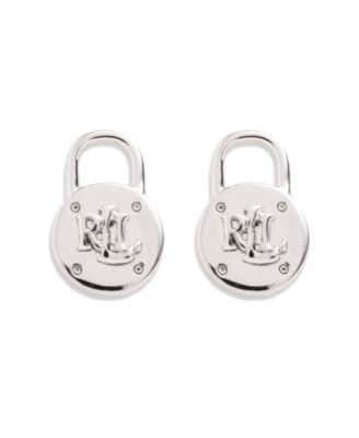 Lauren Ralph Lauren - Silver-Tone Logo Padlock Stud Earrings