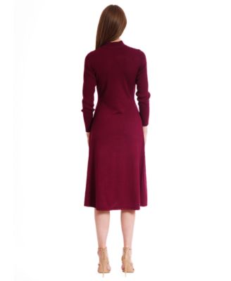 Women's Tie Waist Fit and Flare Sweater Dress