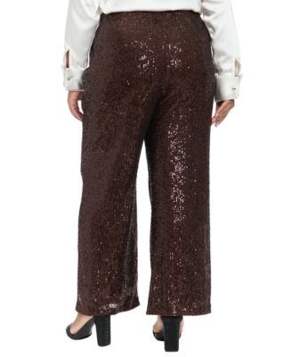 Plus Size Sequined Pull-On Pants
