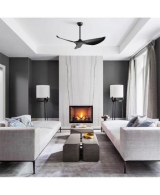 38-inch Modern Black 3-Blade without Light Ceiling Fan with Six Speed Remote Control and Timing Function for Indoor